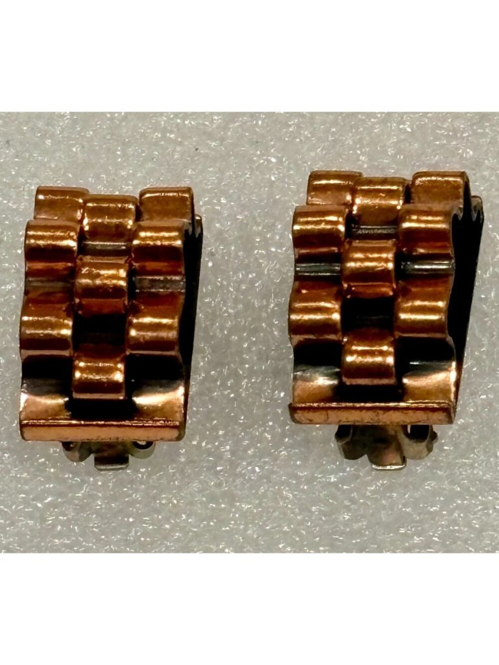 1940s Renoir Copper Weave Clip Earrings-Signed RARE Find